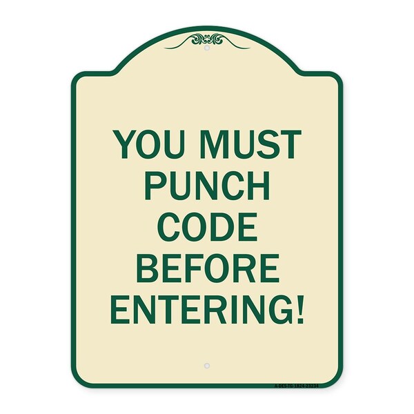 Signmission Property Security You Must Punch Code Before Entering Heavy-Gauge Alum Sign, 24" H, TG-1824-23234 A-DES-TG-1824-23234 - main